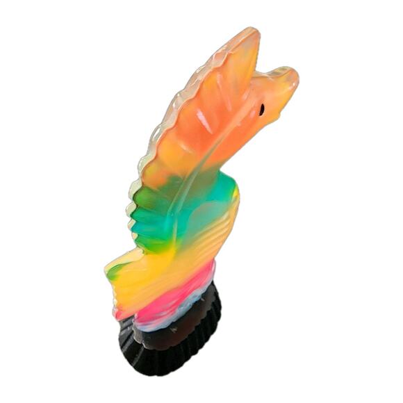 Rainbow Fluorite Carved Seahorse Sculpture Multicolor Stone 8" Made in Mexico - Picture 6 of 9